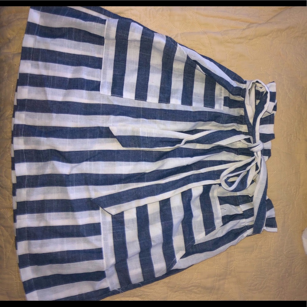 Striped Skirt with Tie & Pockets